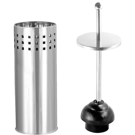 Blue Donuts Toilet Plunger with Holder for Bathroom, Multi Drain Quick Dry, Chrome BD3468665